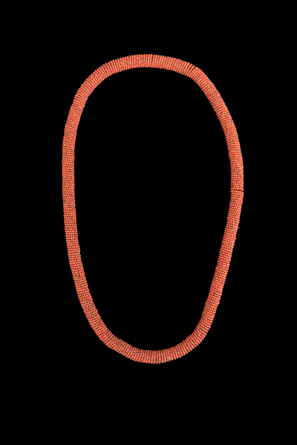 Coral Colored Beaded Necklace - Indonesia