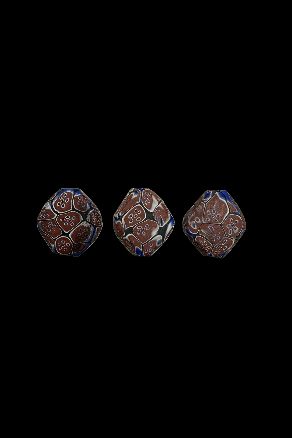 Venetian Tabular Murrine Glass Trade Beads - Set of 3