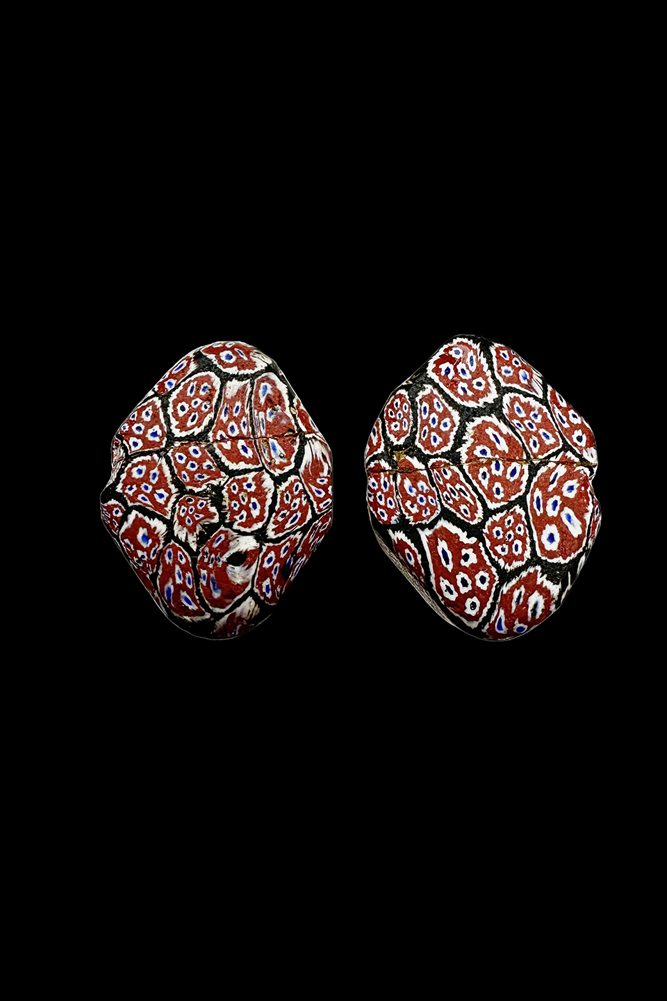 2 Venetian Tabular Murrine Glass Trade Beads