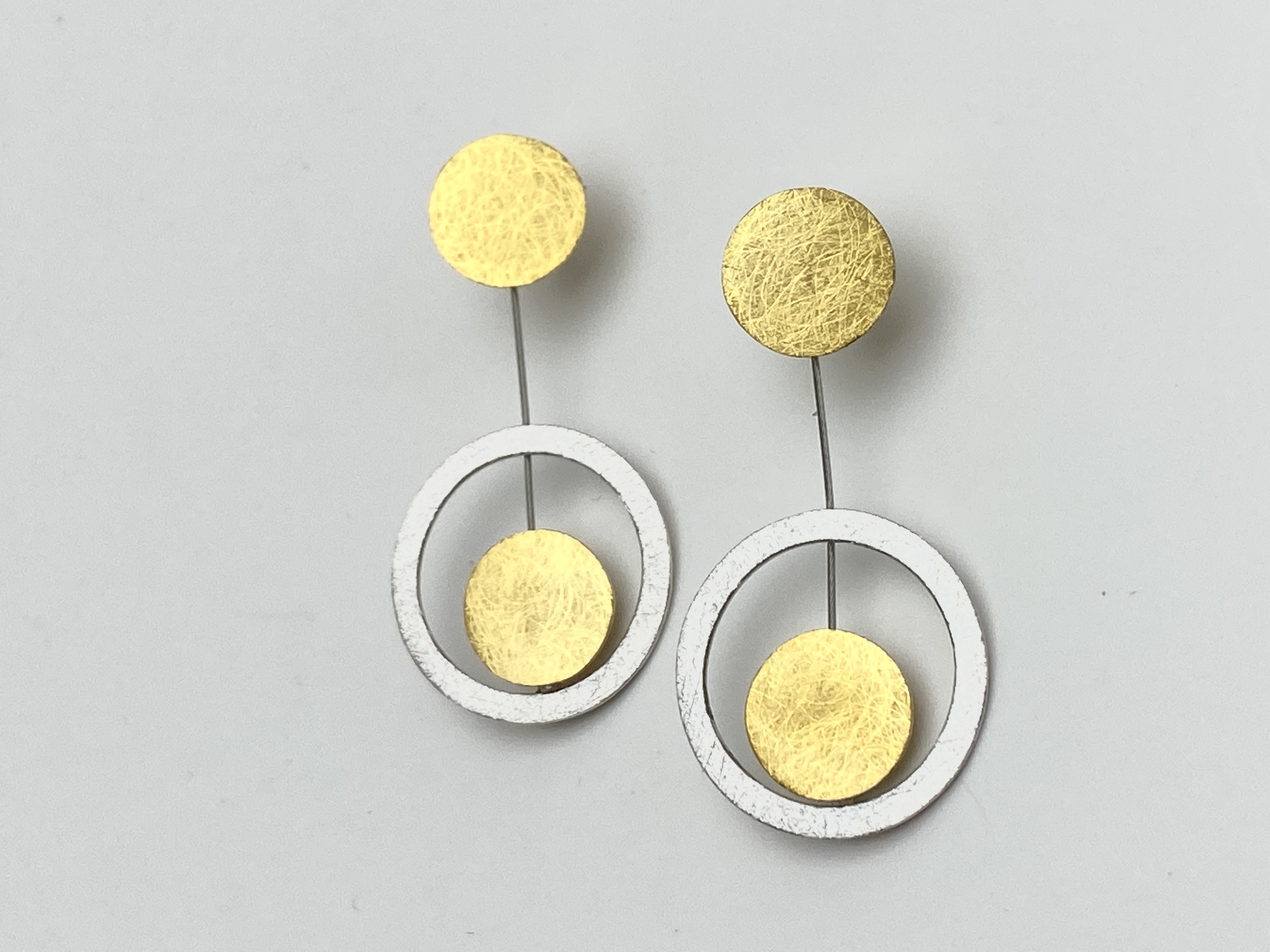Gold Vermeil Posted Earrings with  Sterling Silver Circles - BAS23Z