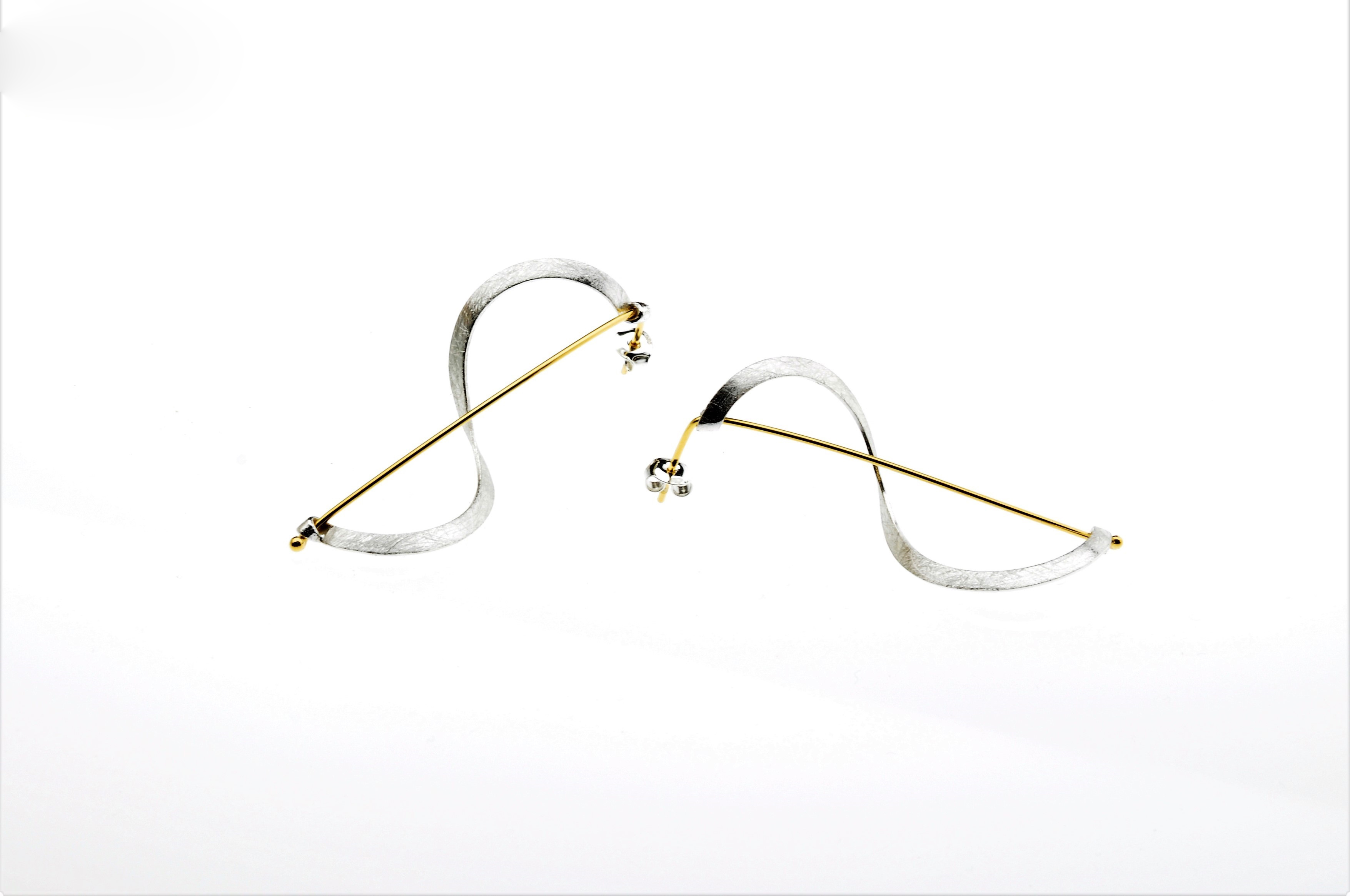 Posted Curvilineal Sterling Silverand Gold Vermeil Earrings - BAS35h