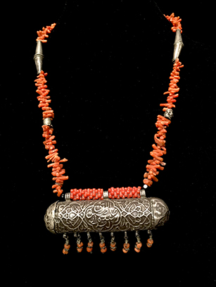 Coral Prayer Box Necklace - Bukhara people, Uzbekistan - BR45 