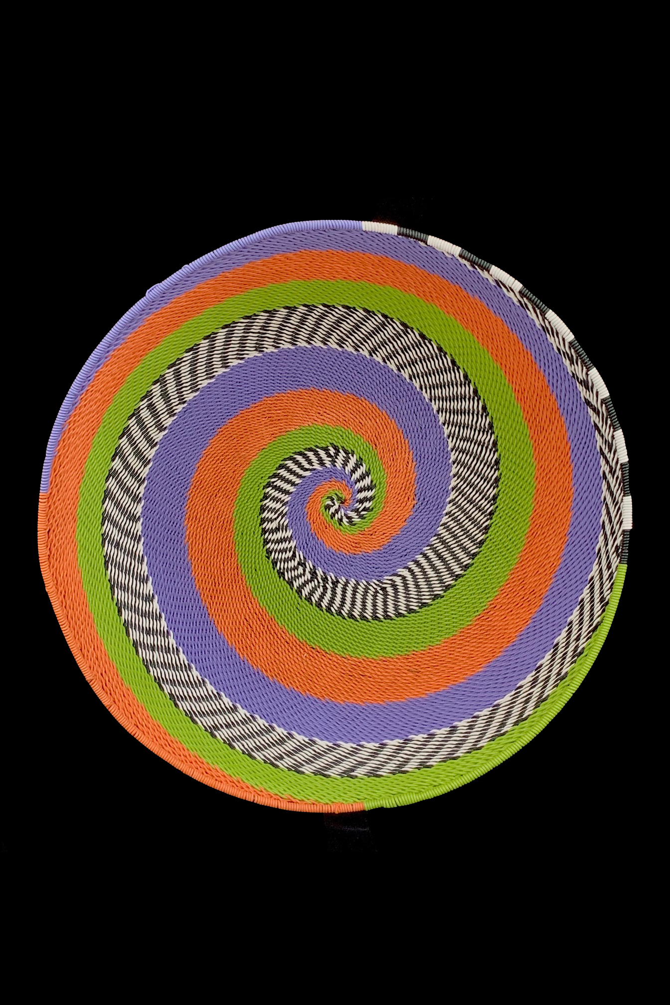 Colorful Swirl Telephone Cable Wire Basket- Zulu People, South Africa