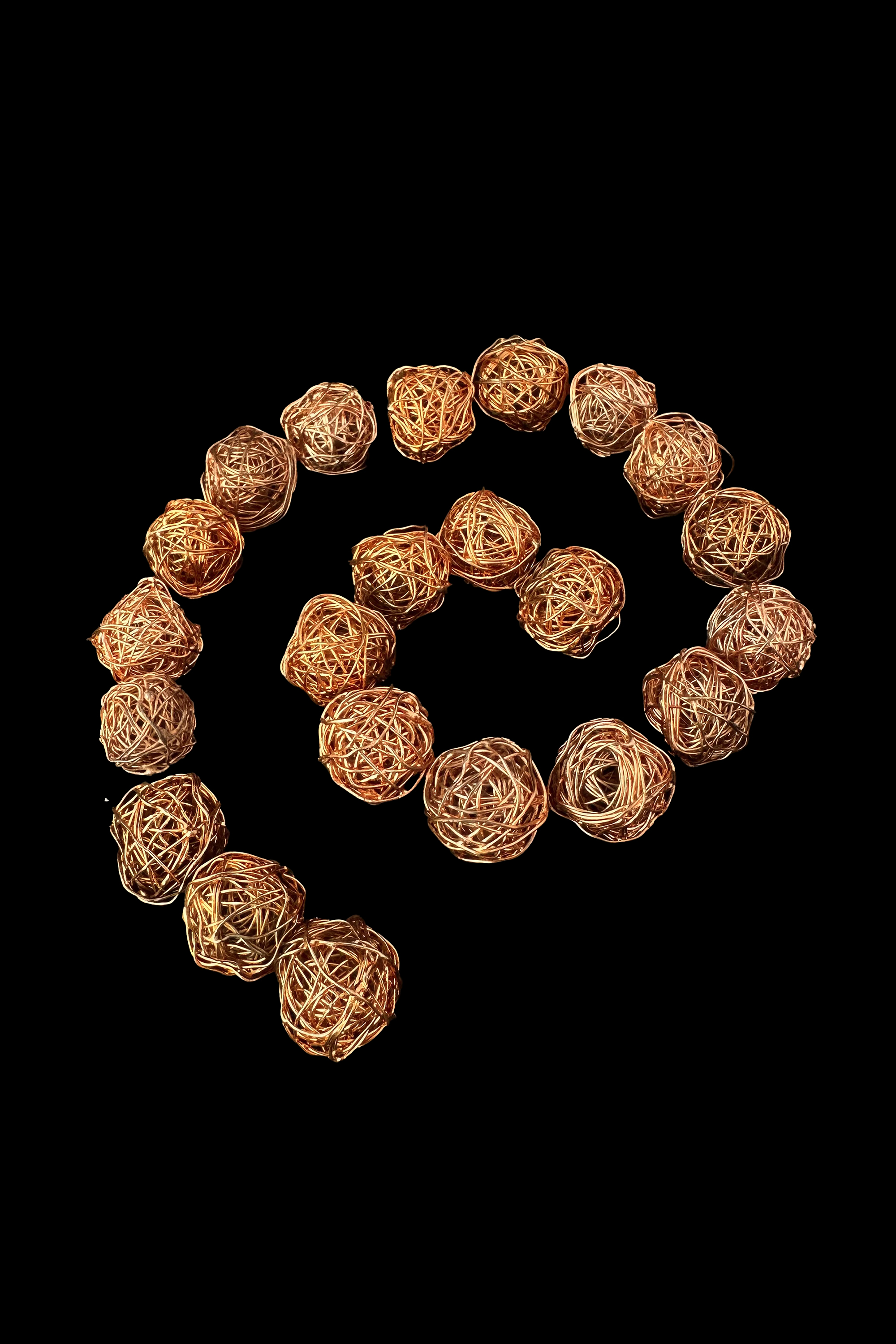 22 Large Woven Copper Wire Beads