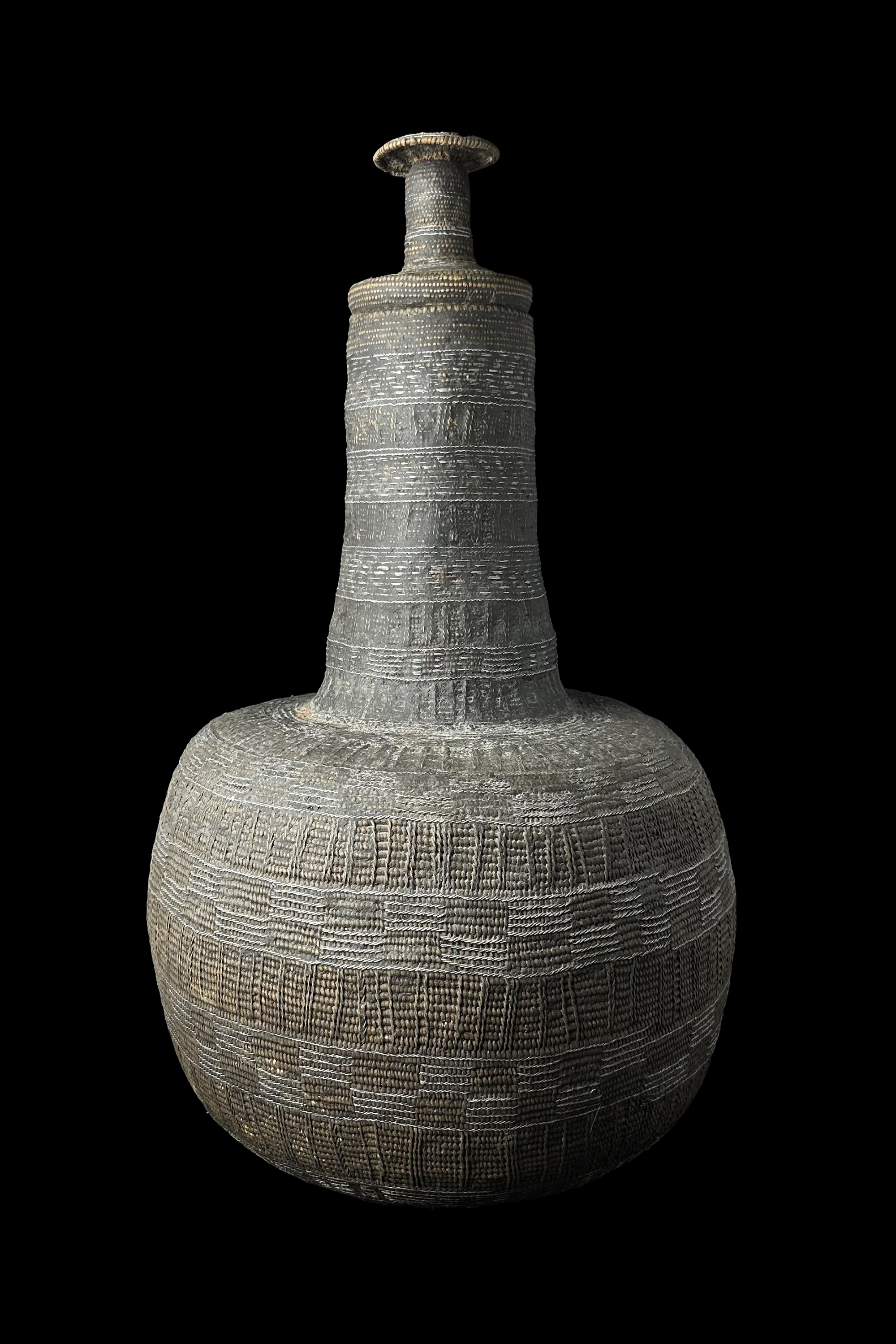 Vintage ChoCho Milk Container Basket on Custom Stand - Borana People, Ethiopia