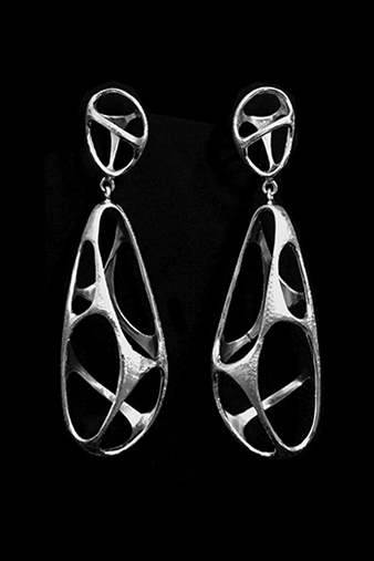 Contemporary Brushed Sterling Silver Earrings