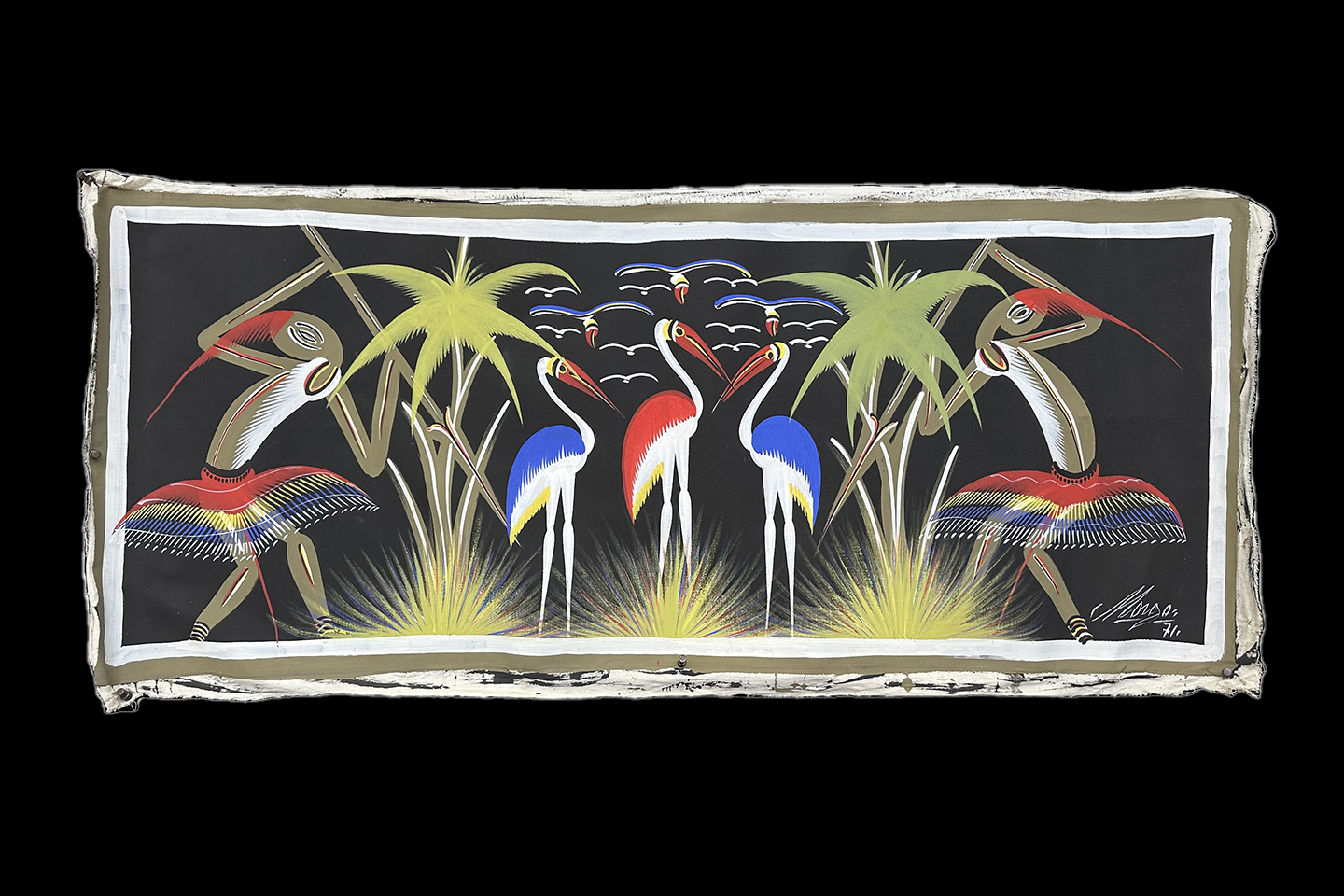 Original Vintage Painting by Congolese Artist Morga Jean entitled 