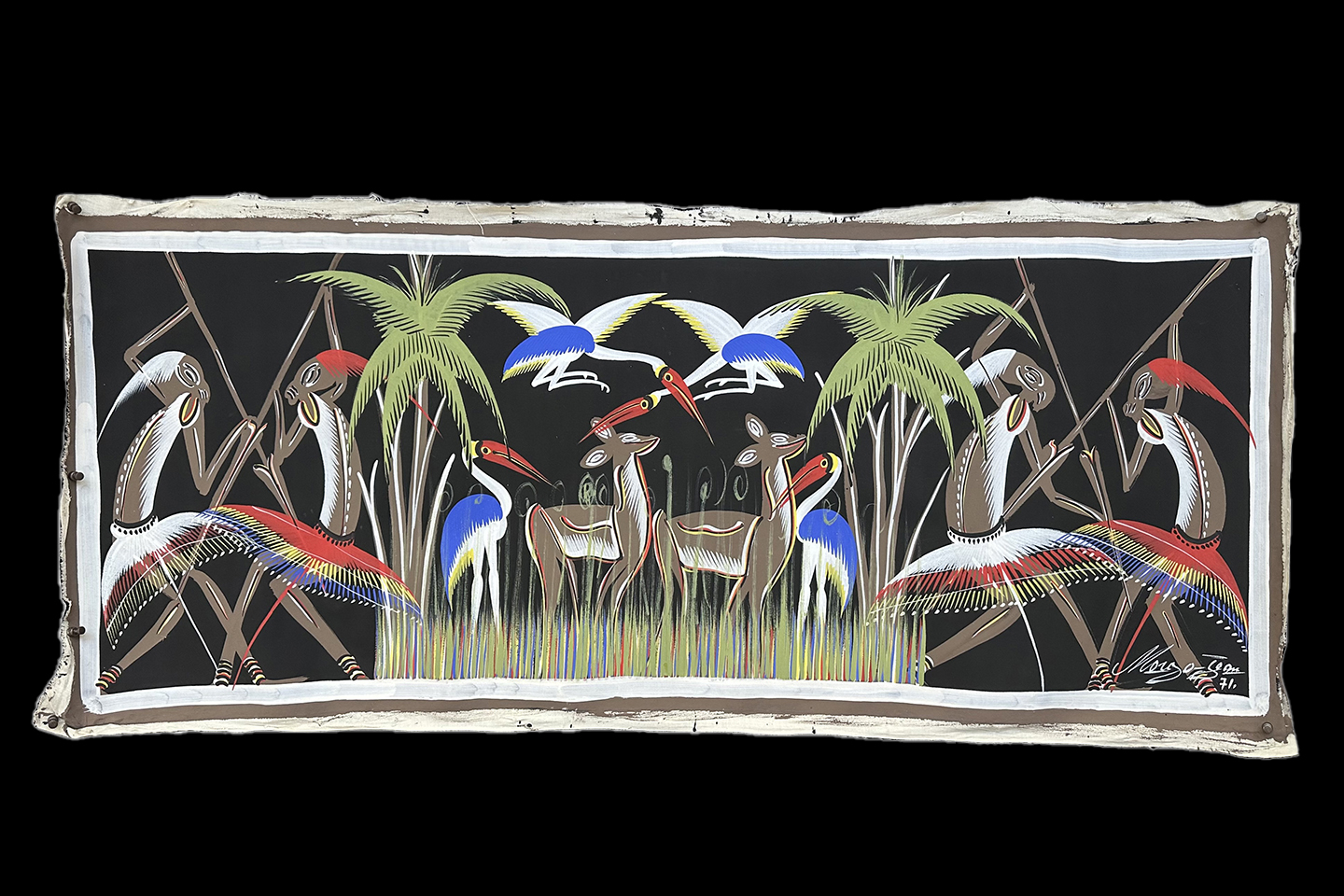 Original Vintage Painting by Congolese Artist Morga Jean entitled 