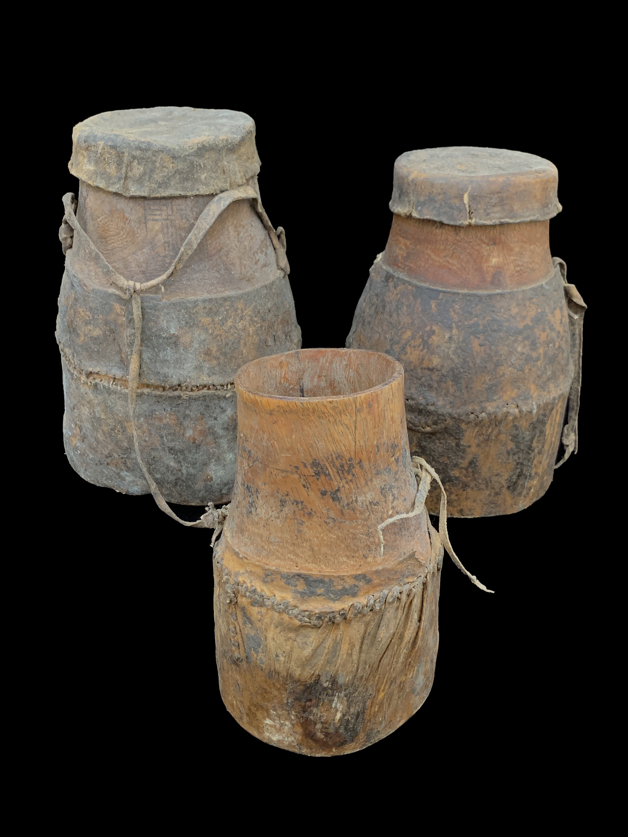 Set of 3 Meat Containers (4) - Pokot and Turkana People, Northern Kenya