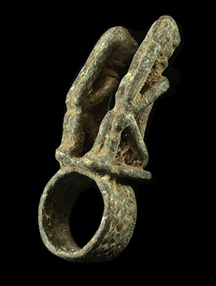 Two-Figured Bronze Ring - Dogon People, Mali - Sold