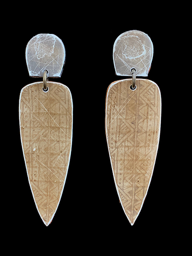 Posted Earrings with tribal design. Also available as a Clip. #4 