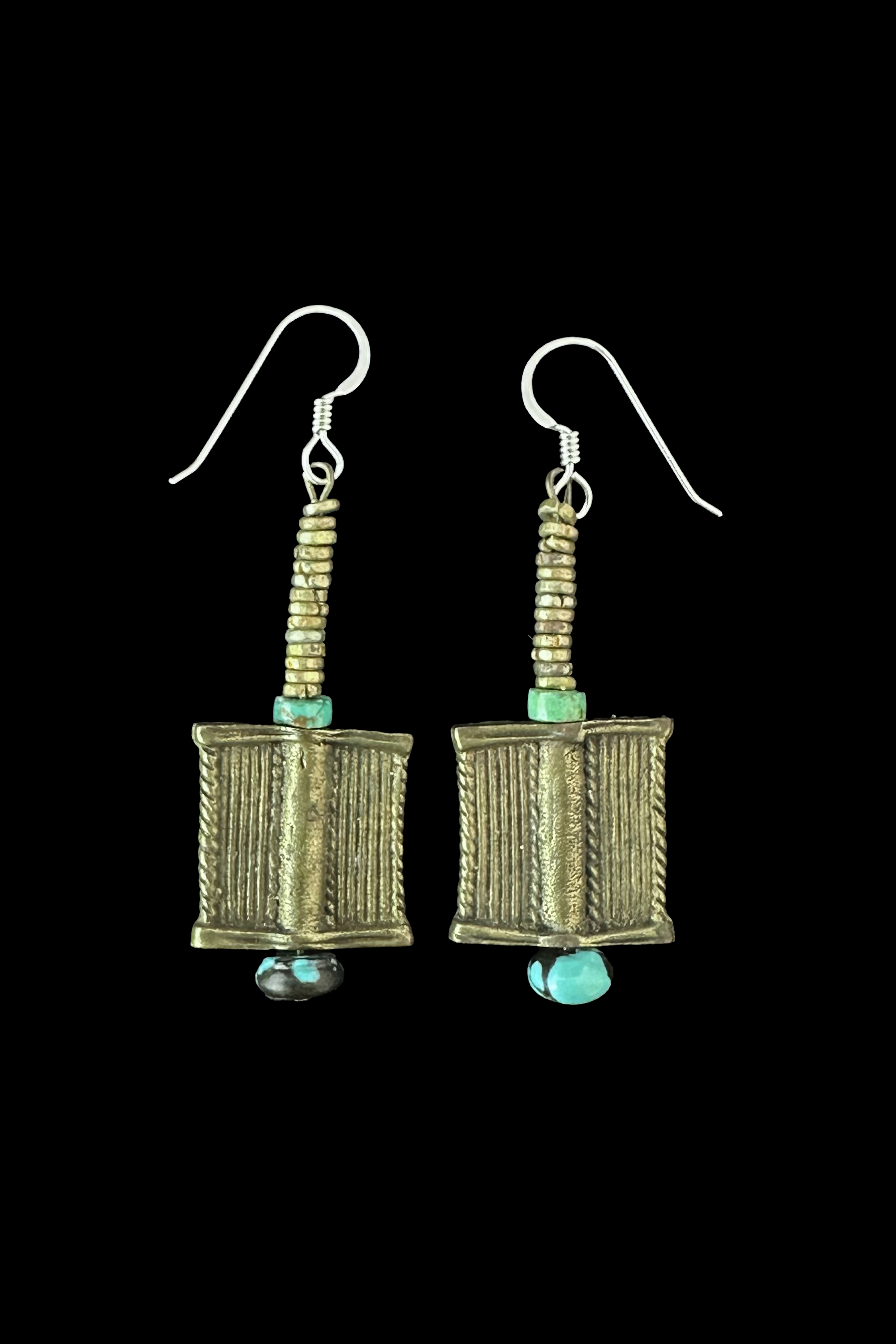 Brass and Turquoise Earrings