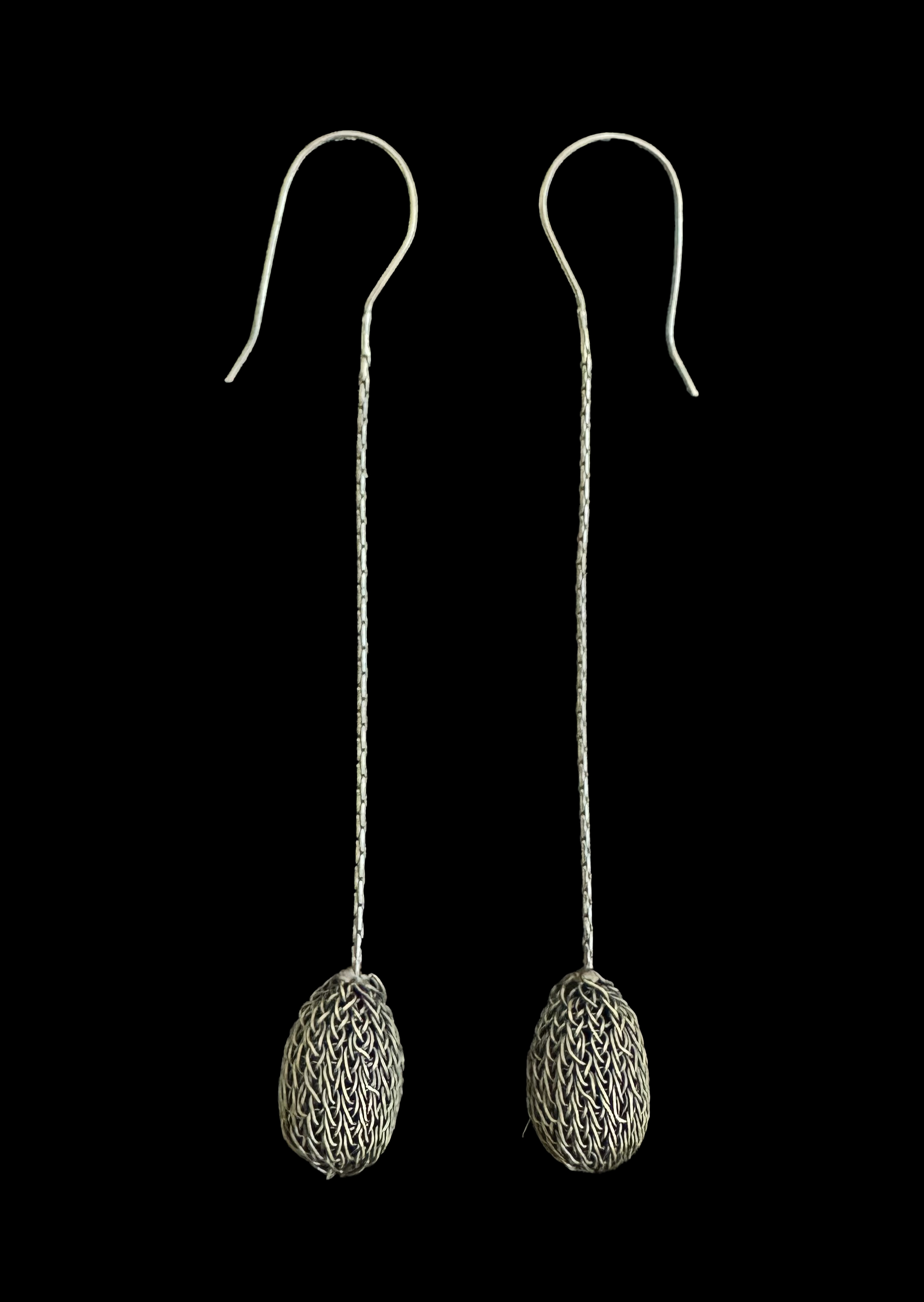 Oxidized Woven Oval Dangle Earrings