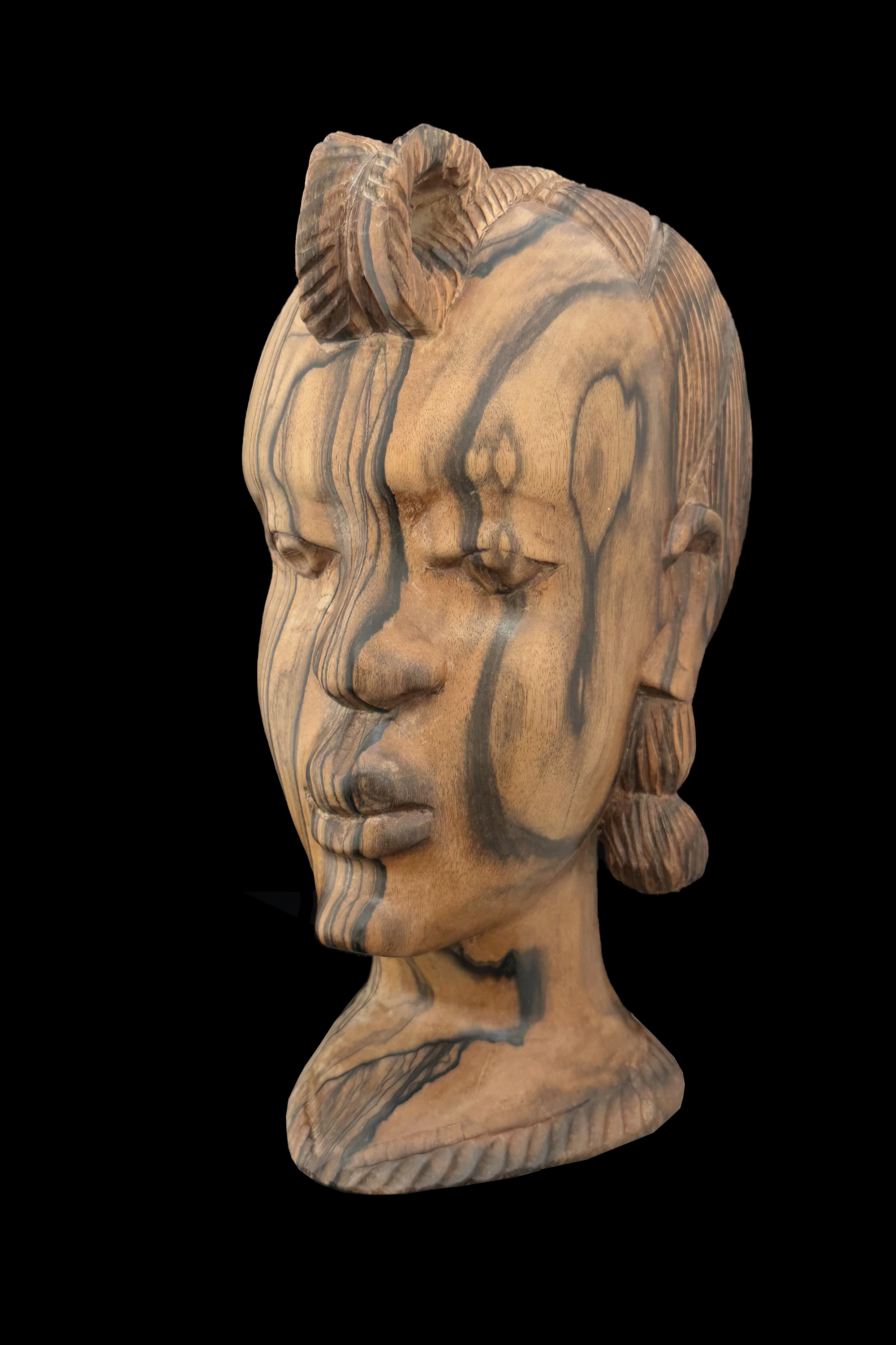 Realistic Ebony Wood (aka Zebrawood) Bust - Nigeria
