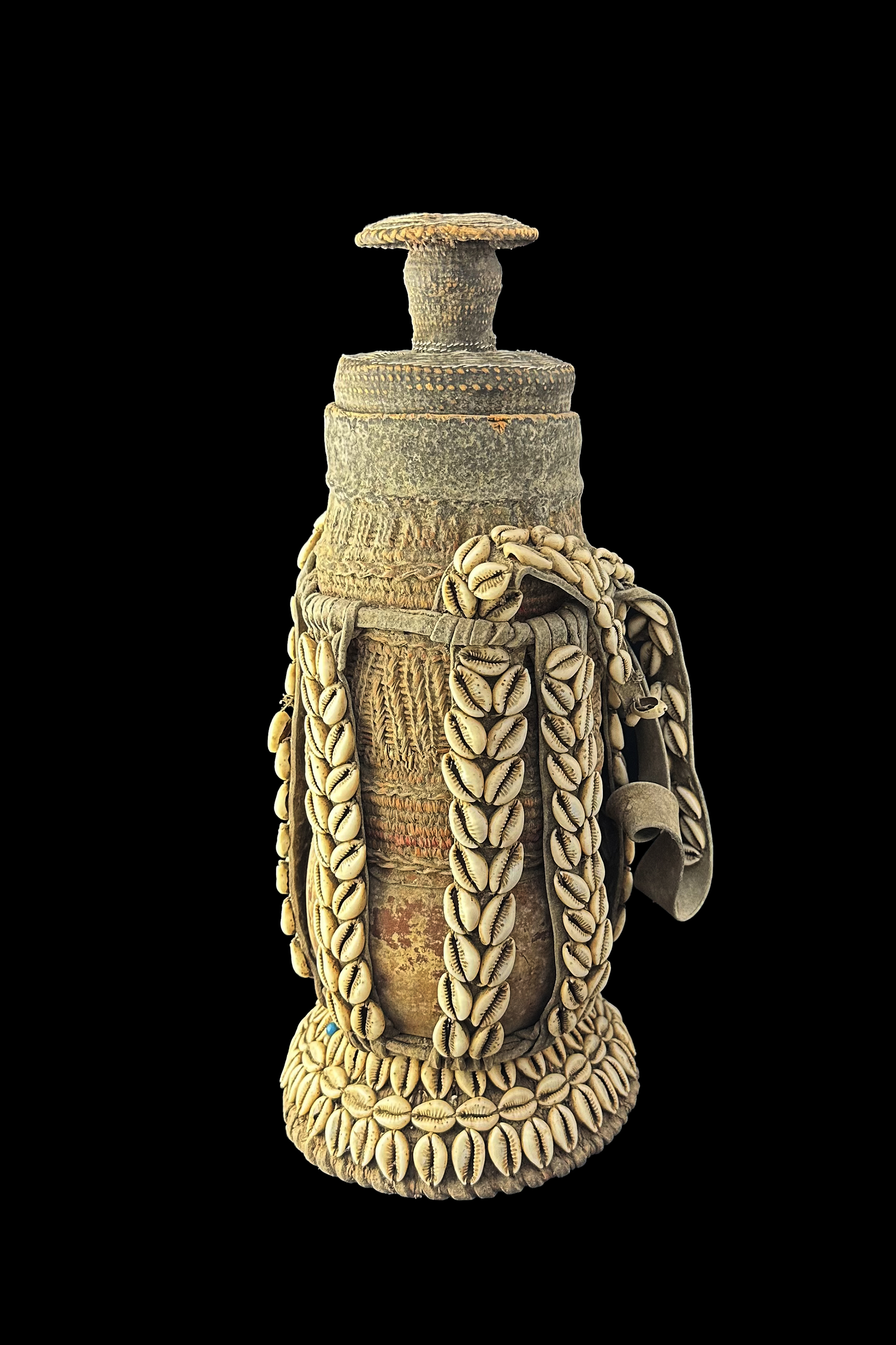 Milk Storage Gourd with Leather, Cowries and Fiber - Oromo People, Ethiopia
