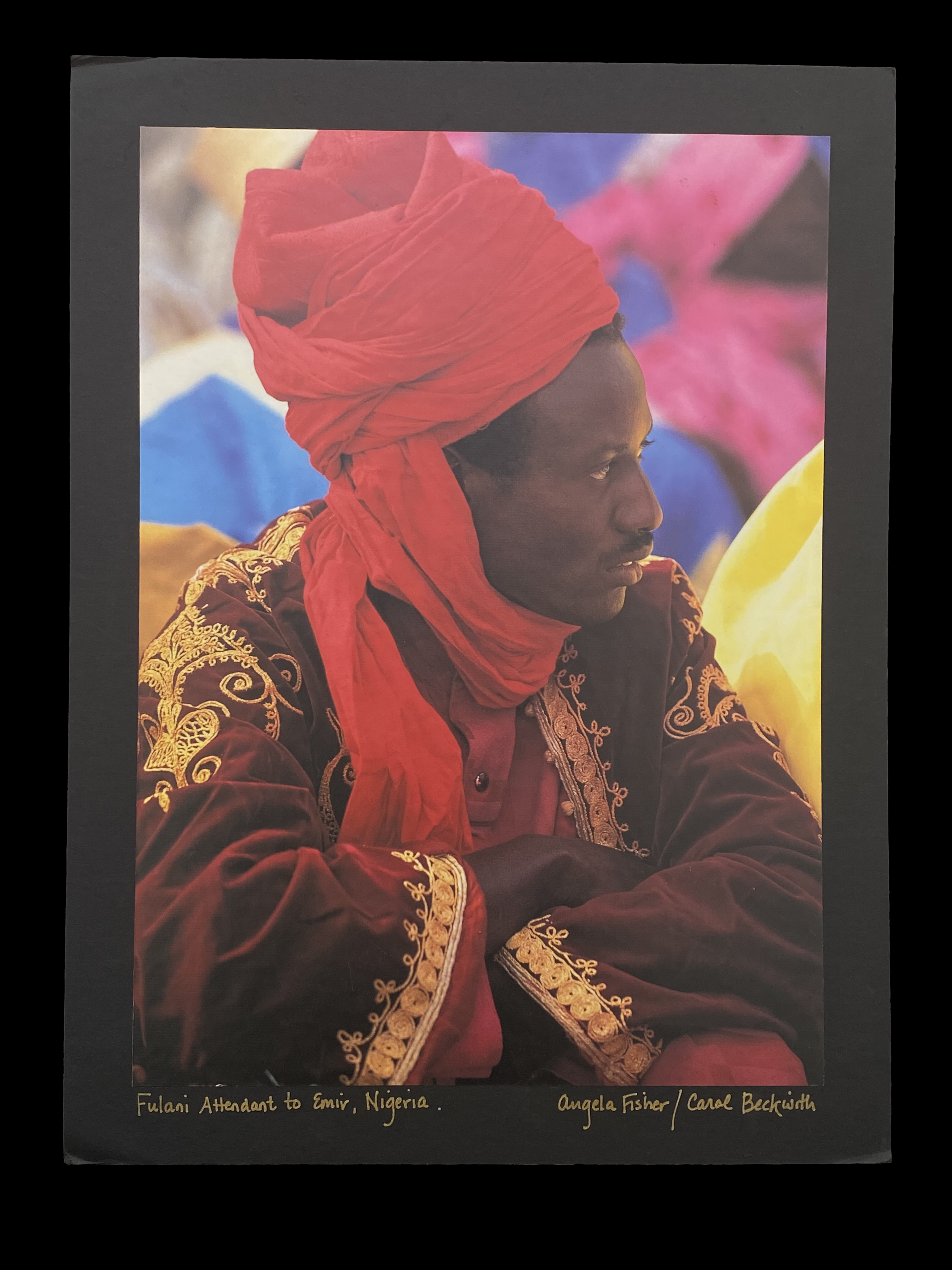 Mounted and Signed Photograph of Fulani Attendant to Emir, Nigeria - by Angela Fisher and Carol Beckwith