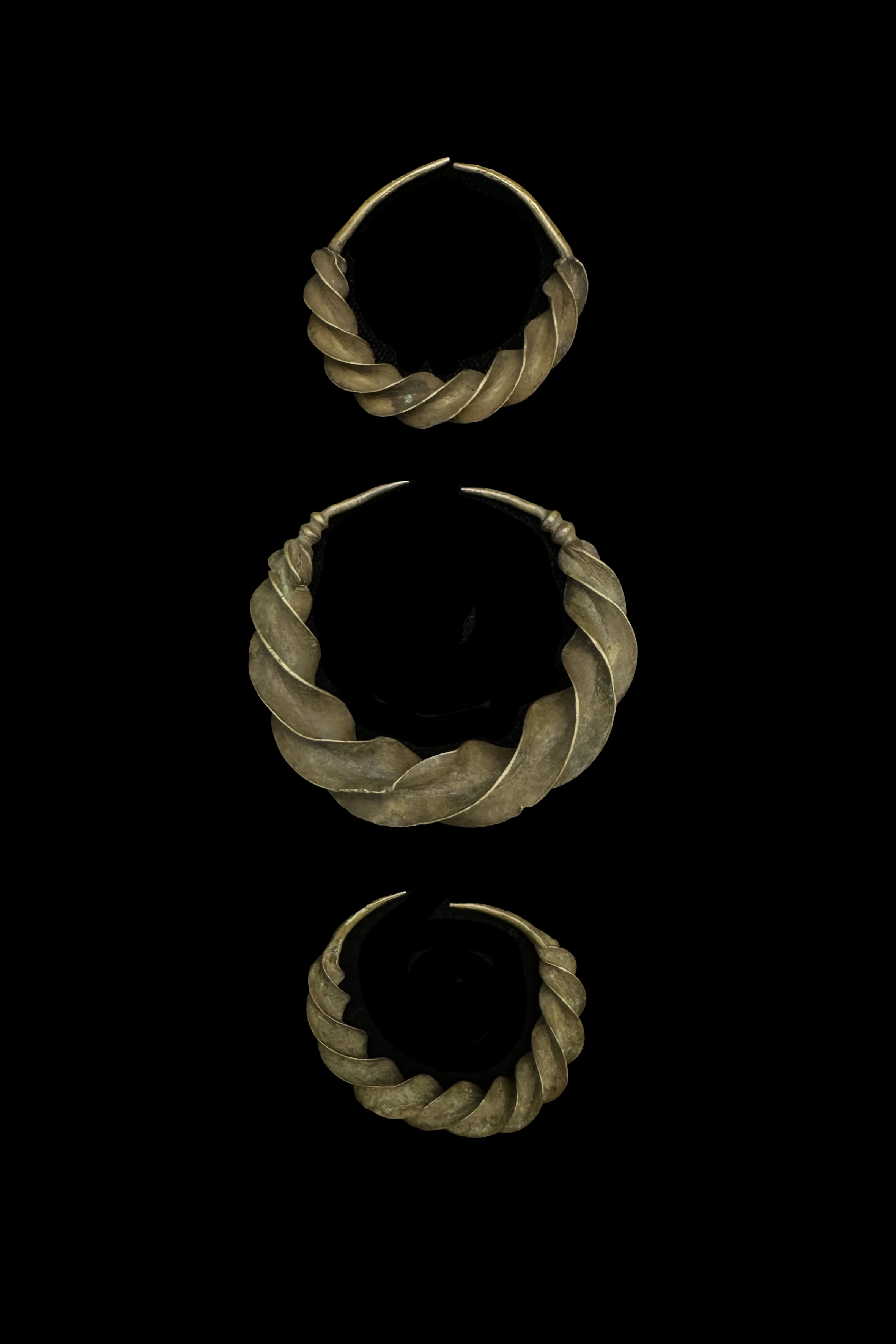 Set of 3 Old Traditional Earrings - Fulani People, Nigeria