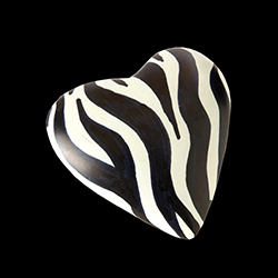 Soapstone heart with zebra pattern - Kenya