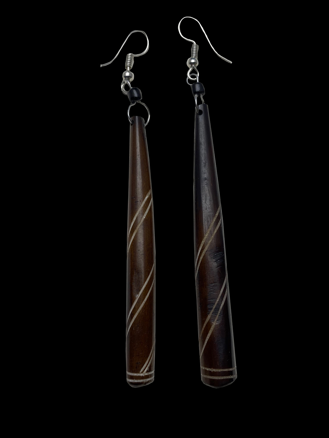 Incised Darkened Bone Earrings - Kenya 