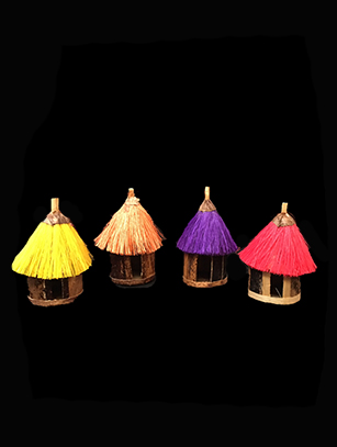 Set of Four Hut Ornaments 