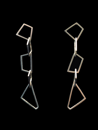 Oblique geometric sterling silver posted earrings