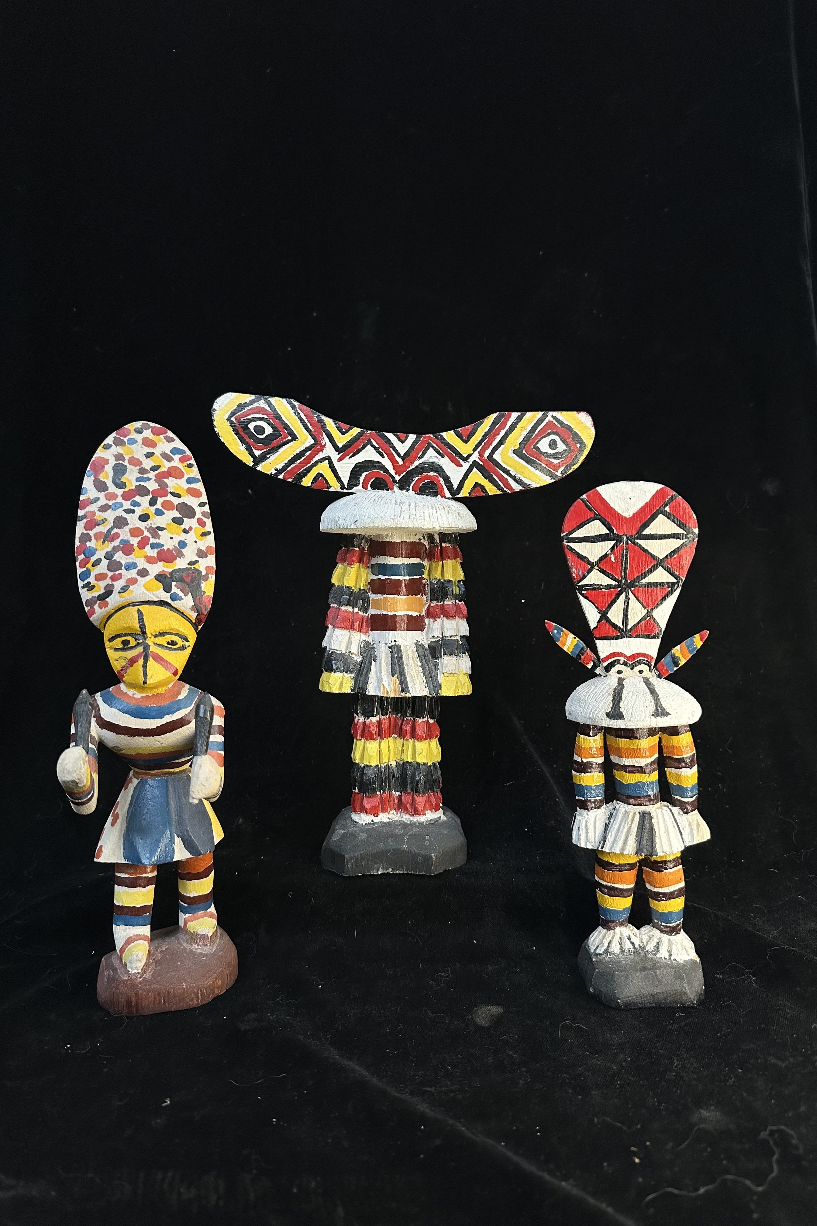 3 Colorful Figures in Ceremonial Dress - Angola