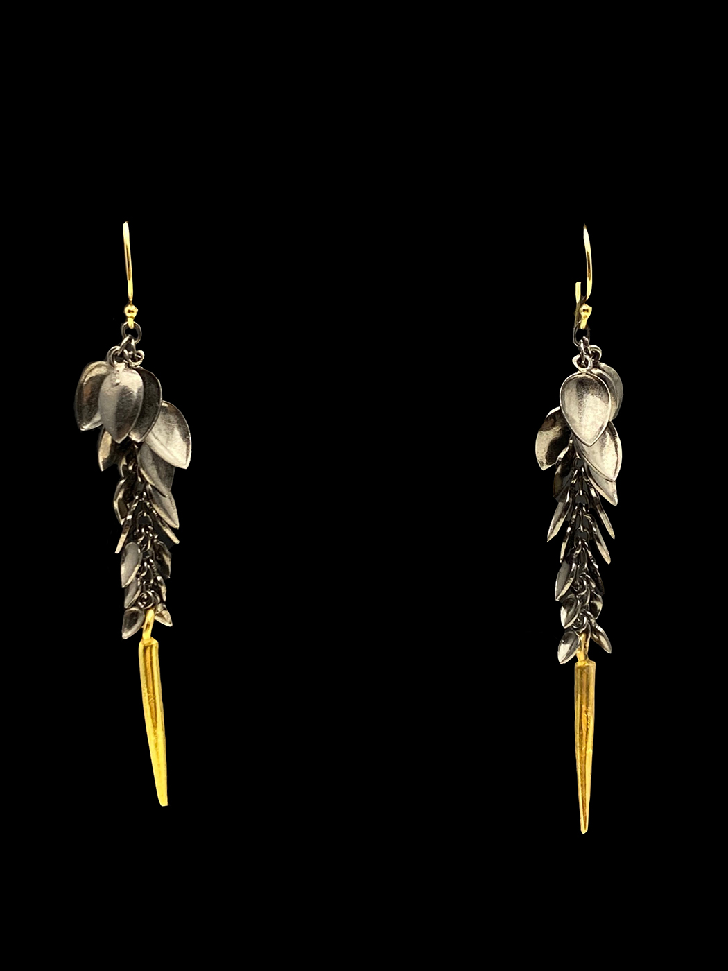 Oxidized Sterling Silver and Gold Vermeil Earrings