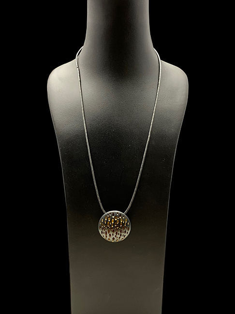 Circular Pierced Oxidized Sterling Silver Disc with a Gold Vermeil Backplate (BAS65E)