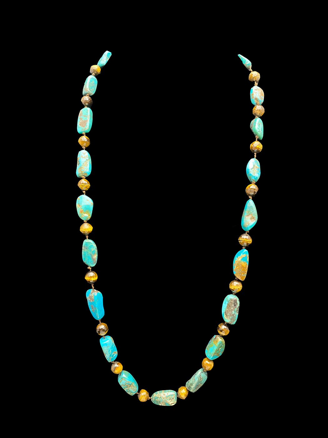 Turquoise and Faceted Tigers Eye Necklace - CBD73