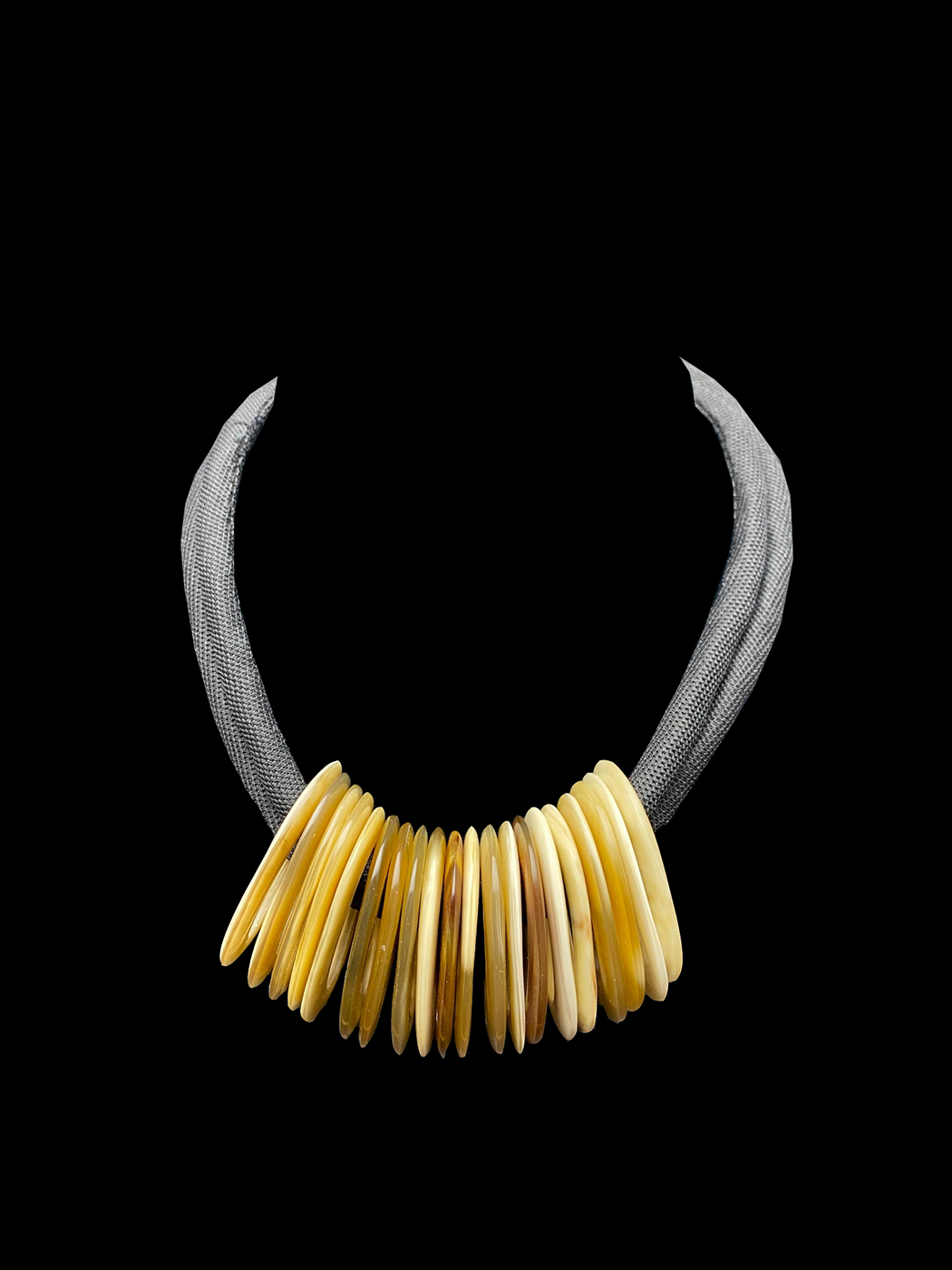 Oval Horn Disks on Double Strand Necklace