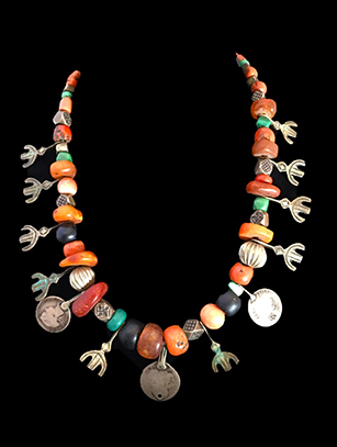 Old Moroccan Necklace with Coral and Amber -Sold