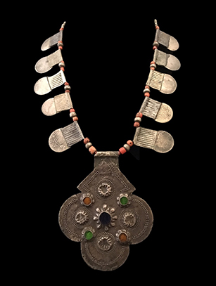 Tribal Silver & Coral Moroccan Necklace - Sold