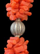Vintage Mediterranean Coral and Silver bead necklace from Morocco BR265a 4