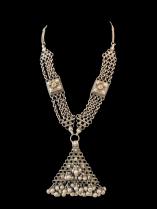 Tribal Silver Necklace with Triangular Pendant - India - BR284