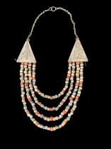 Mediterranean Coral and Tribal Silver Beads as-is, Berber People - Morocco - BR290 1