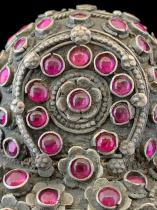 Tribal Silver Thali Marriage Ornament set with Ruby Spinels, from Tamil Nadu - Sold 7