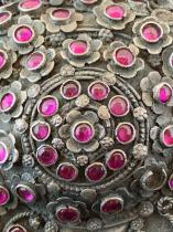 Tribal Silver Thali Marriage Ornament set with Ruby Spinels, from Tamil Nadu - Sold 8