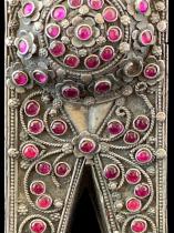 Tribal Silver Thali Marriage Ornament set with Ruby Spinels, from Tamil Nadu - Sold 9
