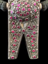 Tribal Silver Thali Marriage Ornament set with Ruby Spinels, from Tamil Nadu - Sold 10