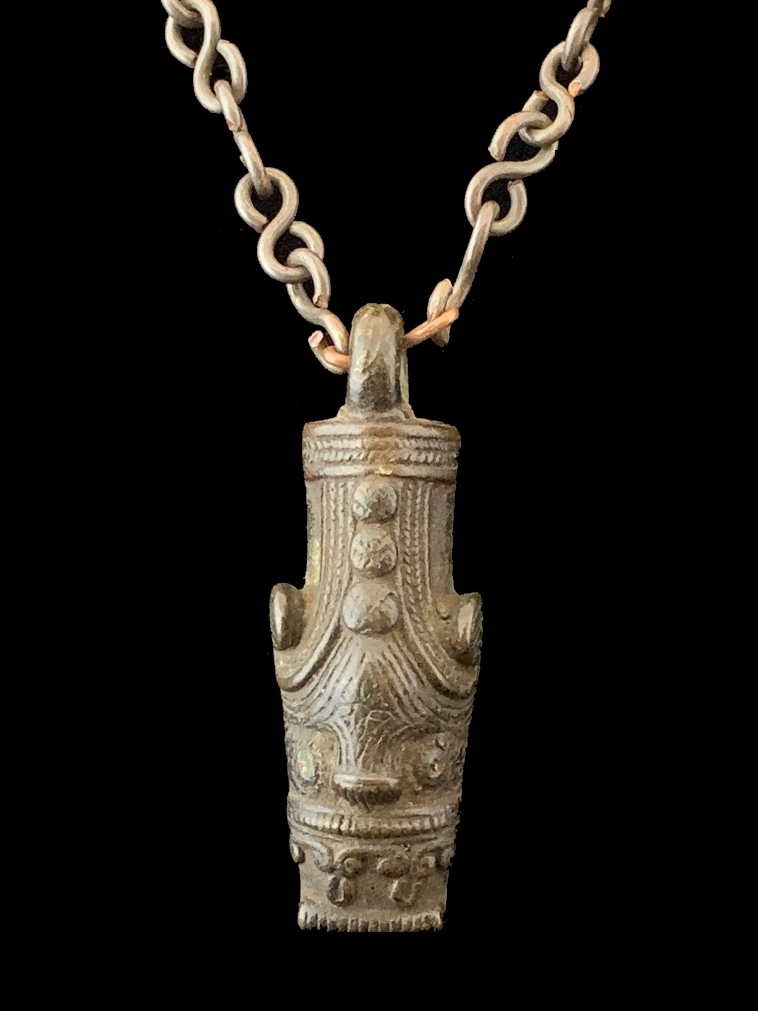 Mysterious Pendant and Chain - Possibly bronze/brass and from northern Sumatra, Toba Batak people - BR279
