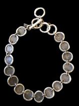 Necklace with large sterling silver hand made disks.  (HM25) 1