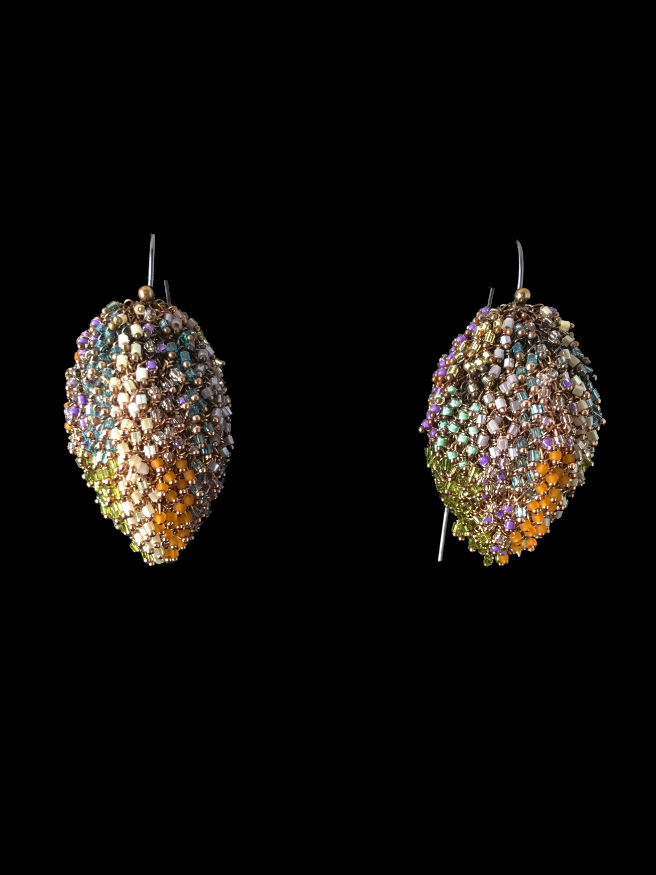 Woven Earrings with Multi-Color Swarovski Crystals (13AUR)