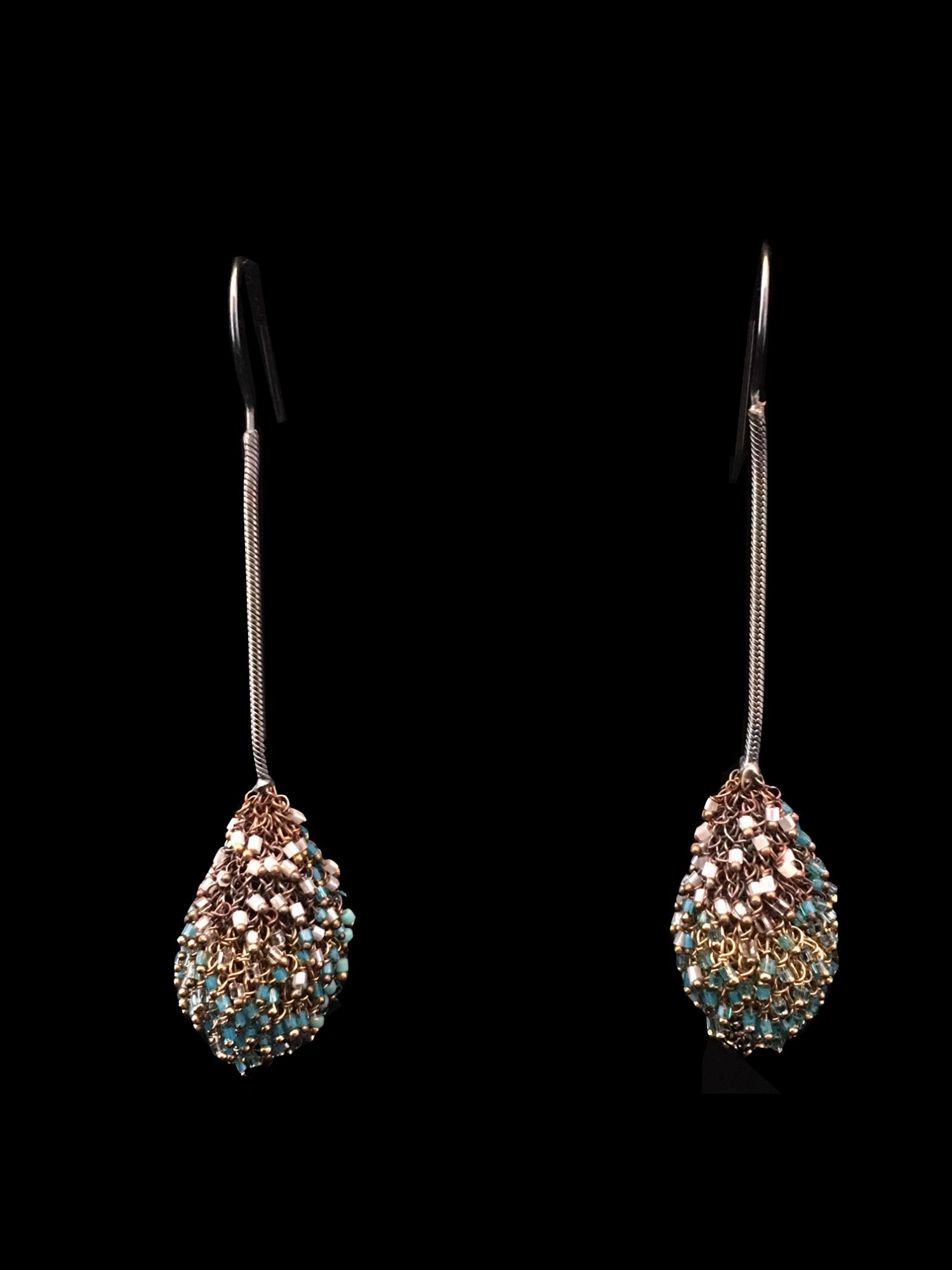 Woven Dangle Pod Earrings with Swarovski Crystals (51TQR))