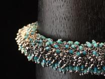 Woven Bracelet w/ Turquoise Swarovski Crystals (153TQ) 3