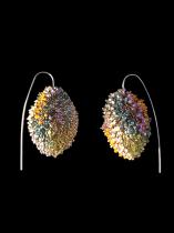 Woven Earrings with Multi-Color Swarovski Crystals (13AUR) 2