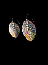 Woven Earrings with Multi-Color Swarovski Crystals (13AUR) 3