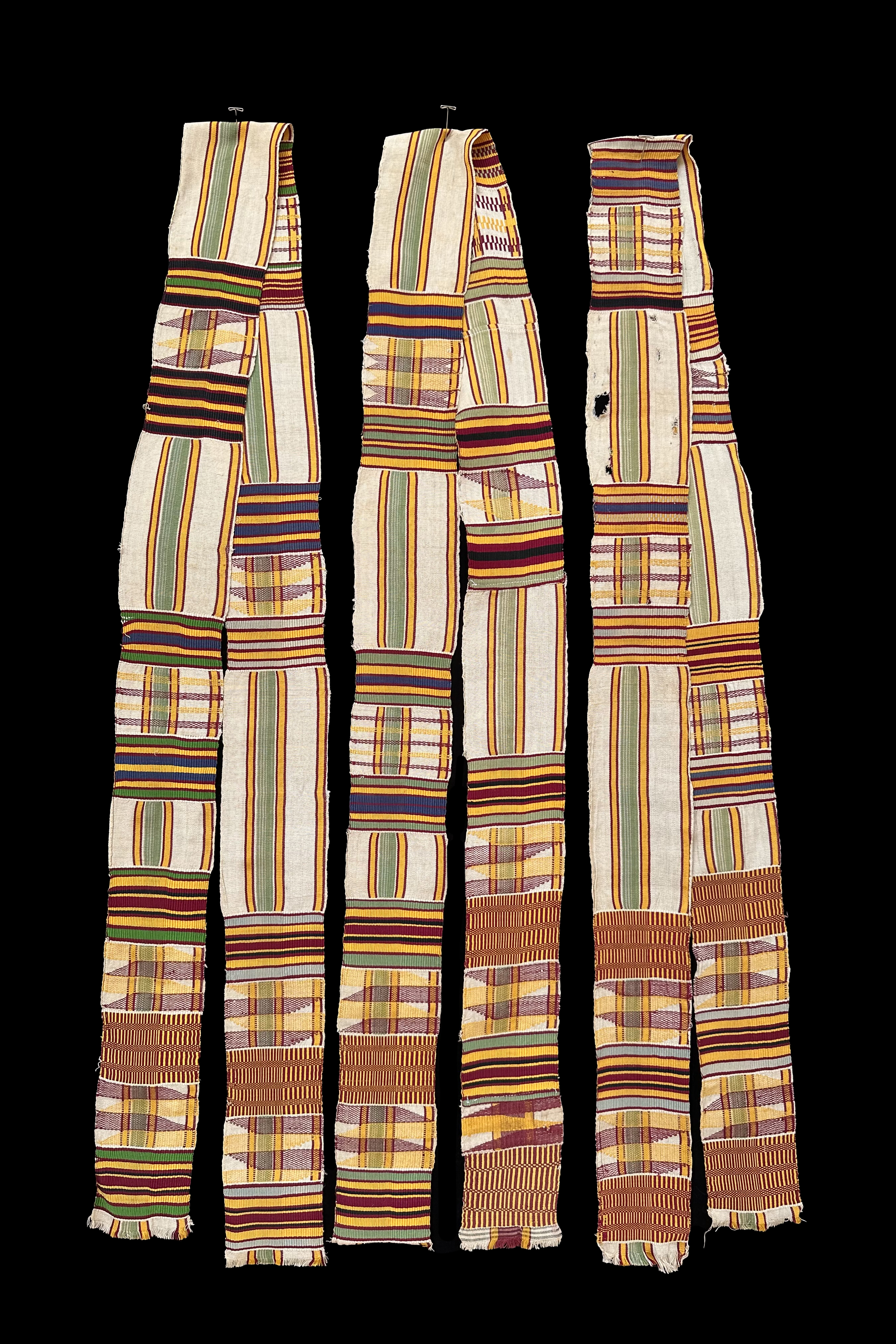 Set of 3 Old Kente Strips - Ashanti People, Ghana, West Africa