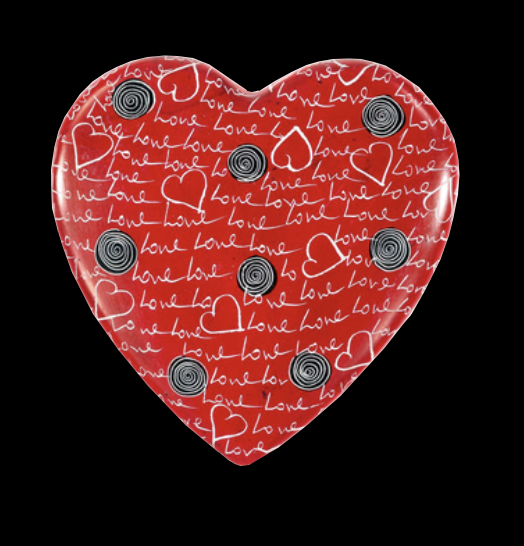 Soapstone heart with love etched in - love, love, love - Kenya