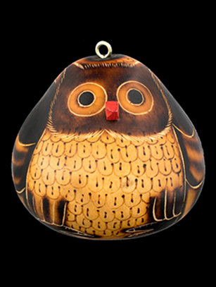 Red-nosed Owl Gourd Ornament