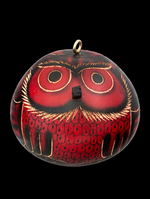Red-colored Owl Gourd Ornament 